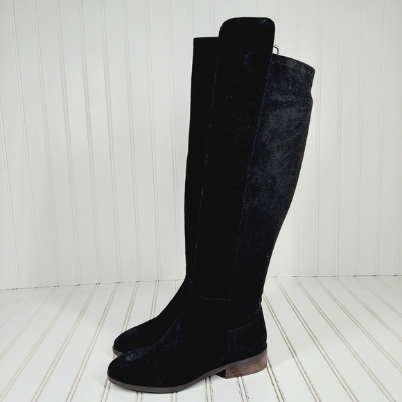 NEW Lucky Brand Calypso Black Suede Leather Over the Knee Boots M486 - Picture 1 of 13